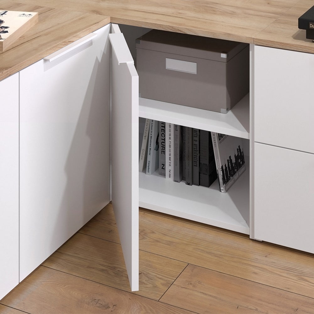 Vicco Cómoda esquinera Wido, Blanco/Sonoma, 80 x 50 cm con puerta - 5