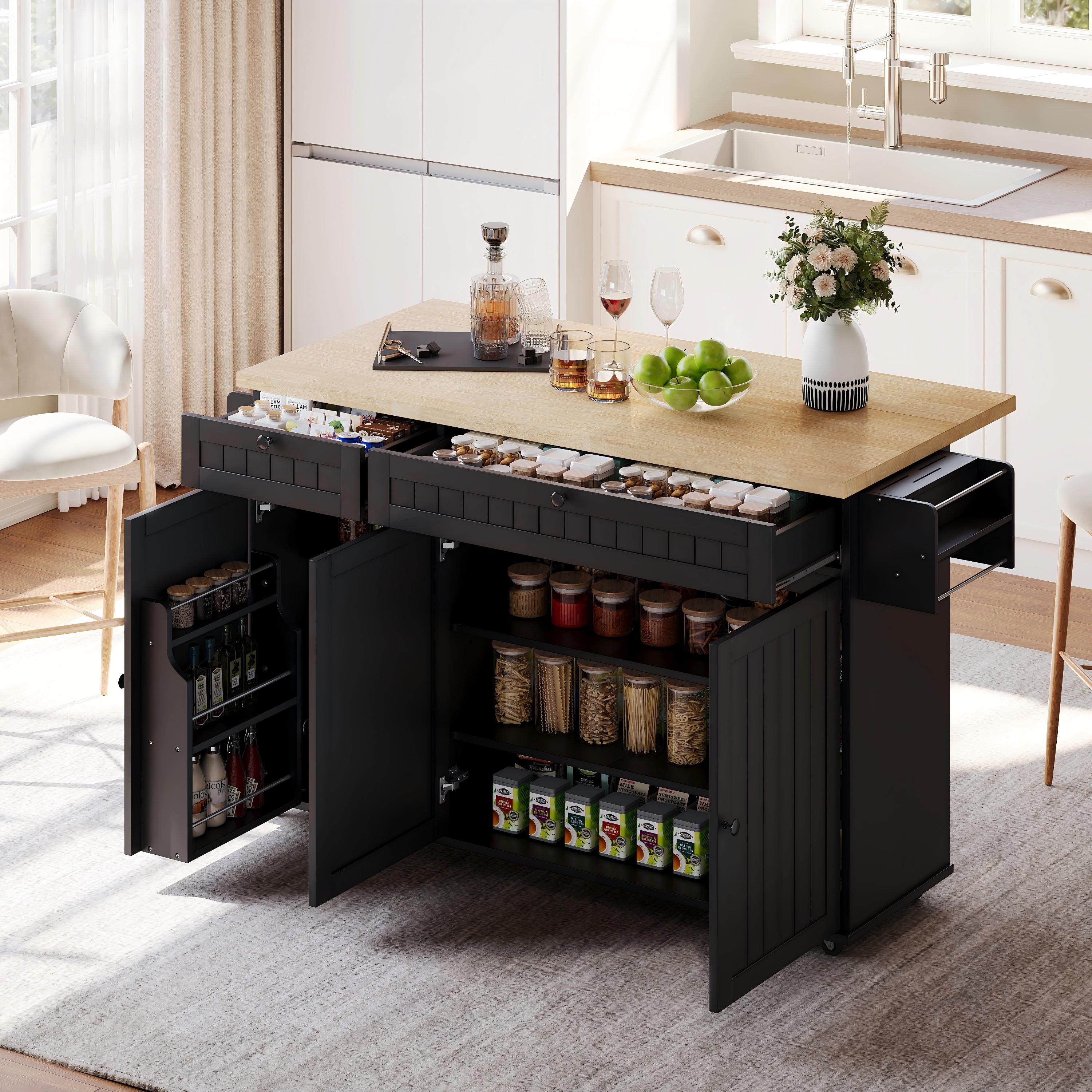 Buffet de Cuisine-1 Étagère Ouverte 3 Compartiments-110x42,5x88cm-Cadre