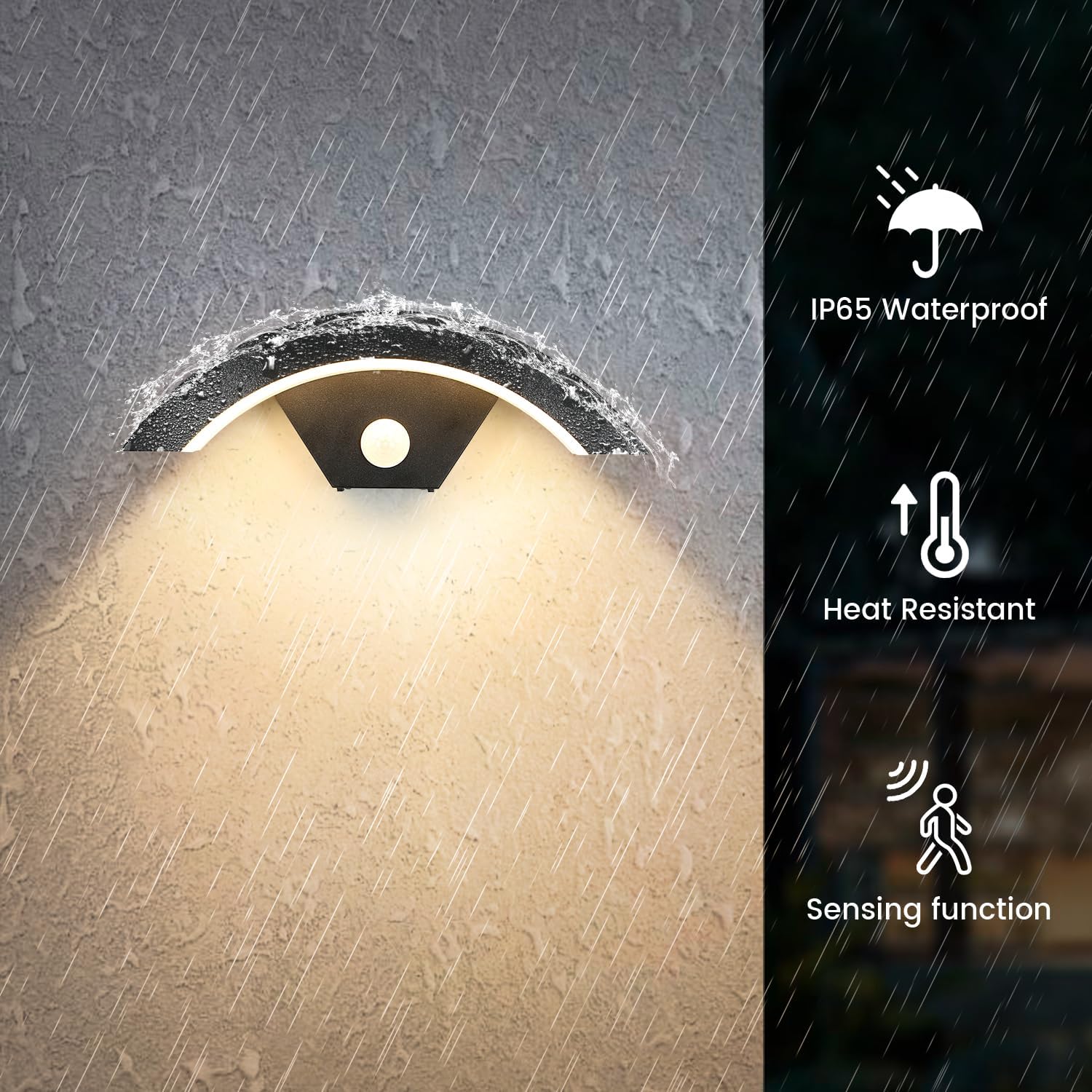 LED Extérieur avec Détecteur de Mouvement, 24W Moderne Éclairage Mural Extérieur IP65 Etanche, Lampe Murale Exterieur avec Detecteur pour Entrée Coul - 2