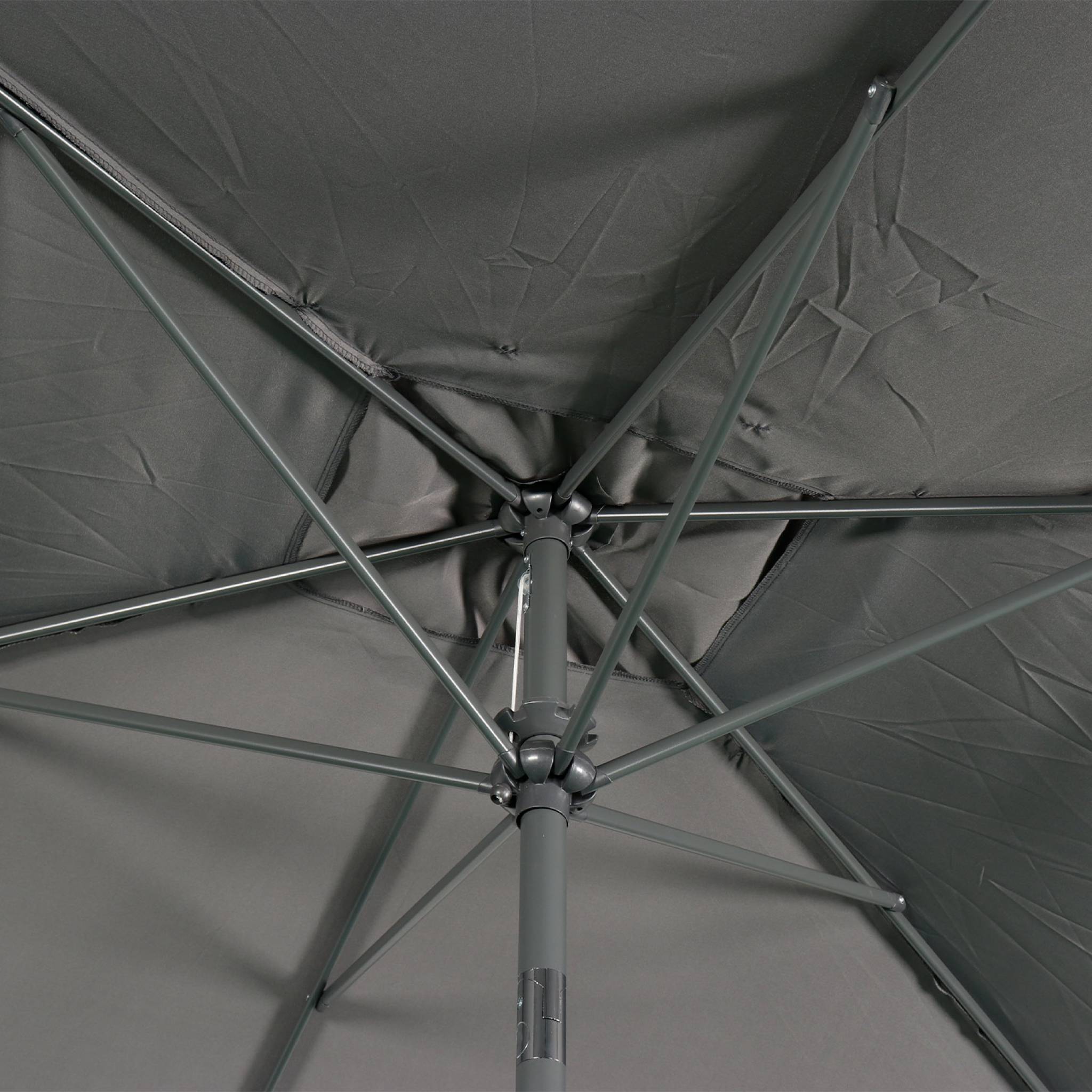 Parasol droit rectangulaire 2x3m - Touquet gris - mât central en aluminium orientable et manivelle d'ouverture TOUQUET - 6