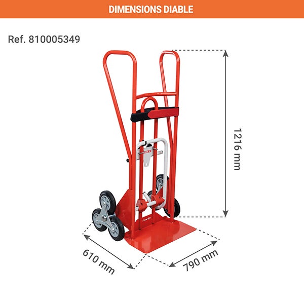 Diable porte-bacs - Roues caoutchouc - Charge max 250kg - 810005346 - 3