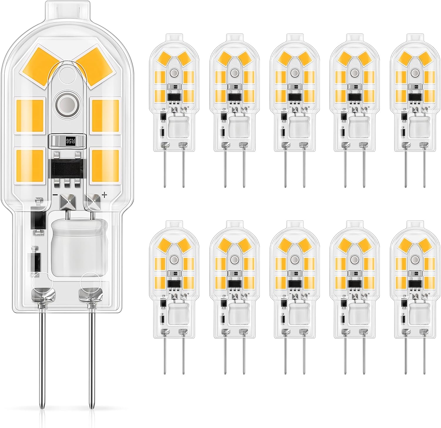 Żarówka LED G4 12V, 1.5W odpowiednik halogenu 15-20W, Biała ciepła 3000K, 160lm, Żarówka LED G4 do oświetlenia, 10 sztuk