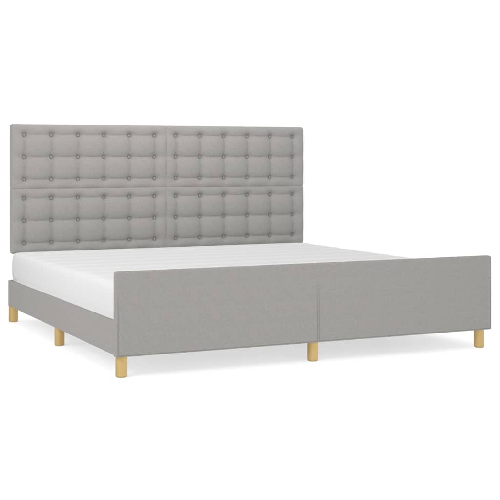 Cadre de lit sans matelas gris clair 200 x 200 cm en tissu - 2