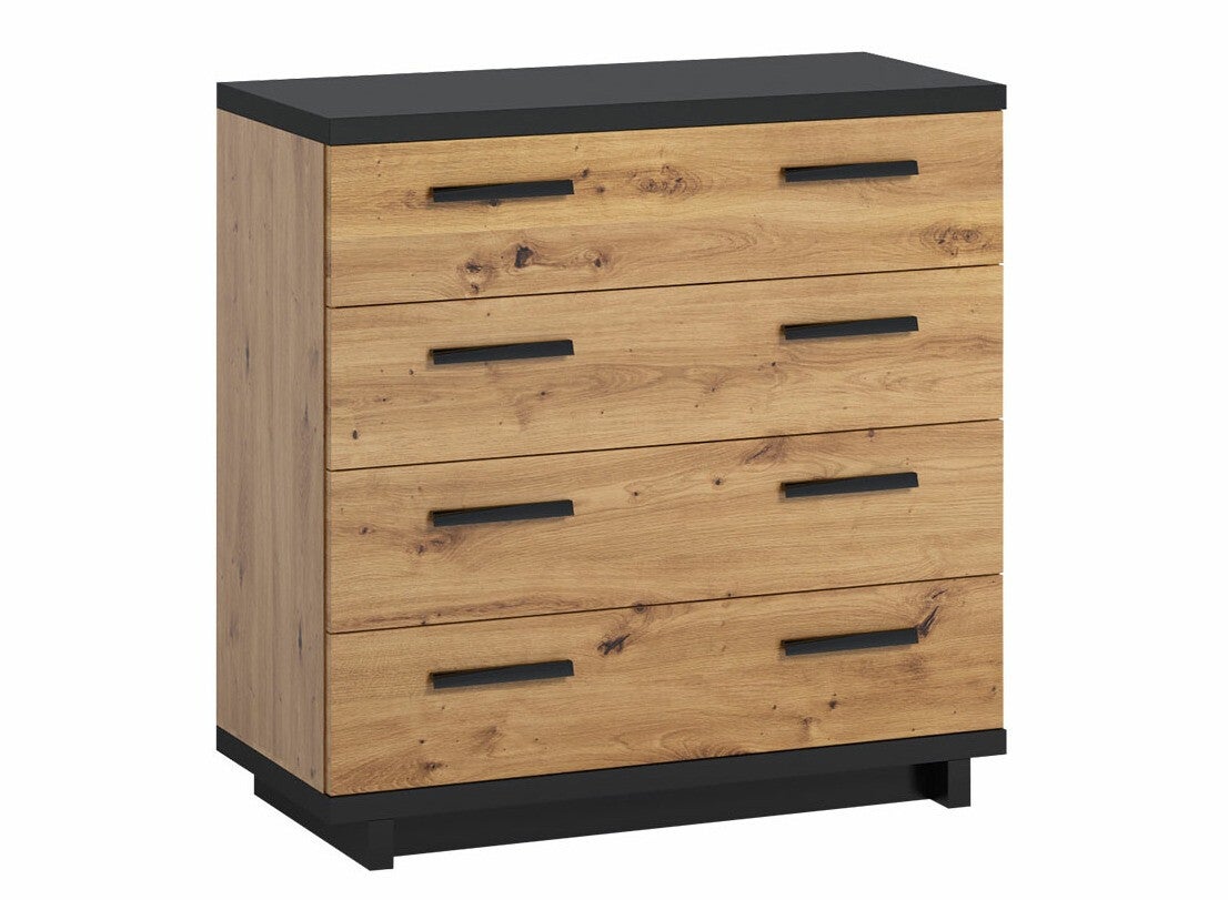 Commode Morlira 101, Chêne Artisan, Noir mat, Avec tiroirs, Nombre de ...