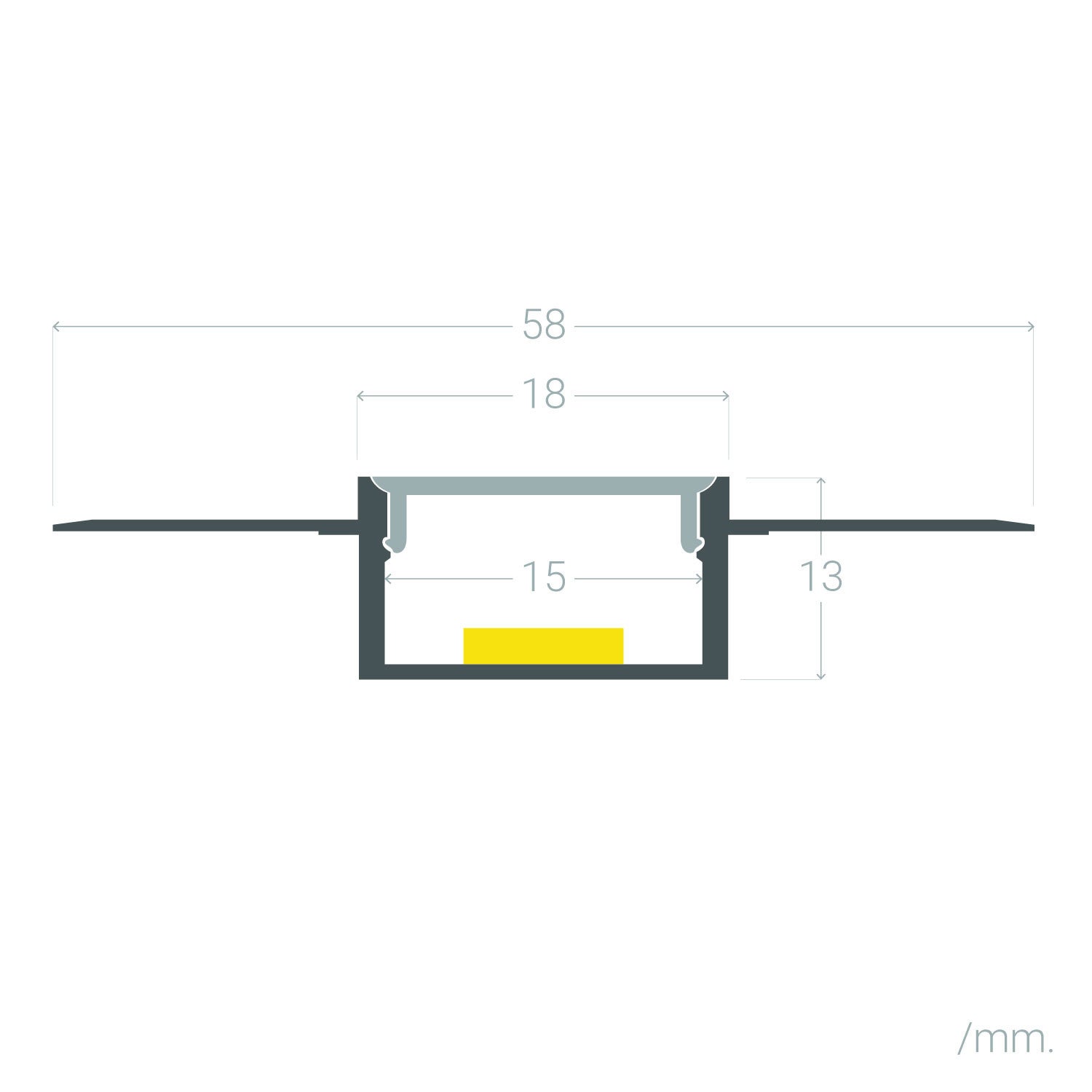 Profilé Aluminium Intégration Plâtre/Placo pour Rubans LED jusqu'à 15 mm - Aluminium 2 m Blanc translucide - Aluminium - 4
