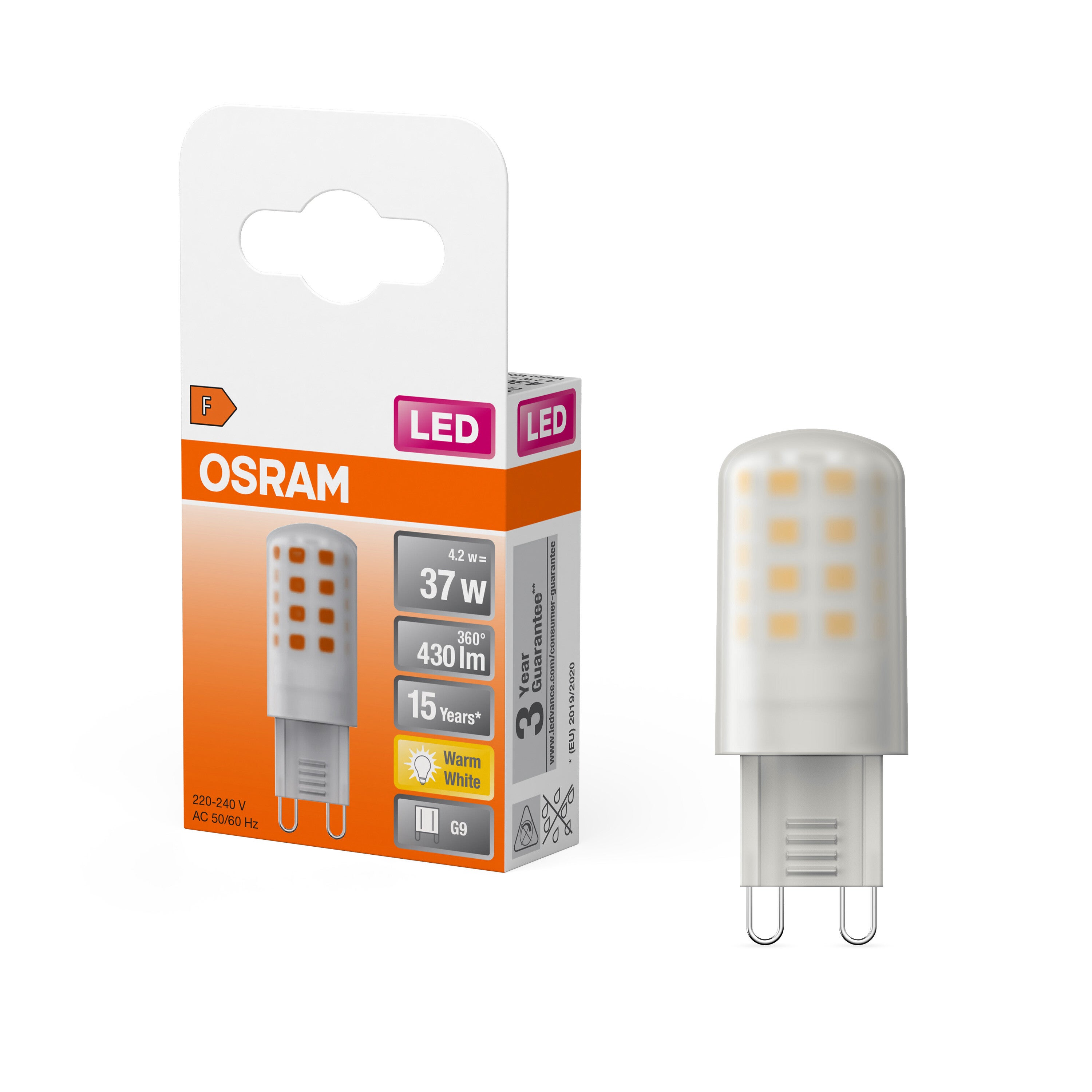 OSRAM Lampe LED Star PIN, G9-base, aspect mat ,Blanc chaud (2700K), 430 Lumen, Remplacement de la traditionnelle 37W-Ampoules 1-Pack - 4