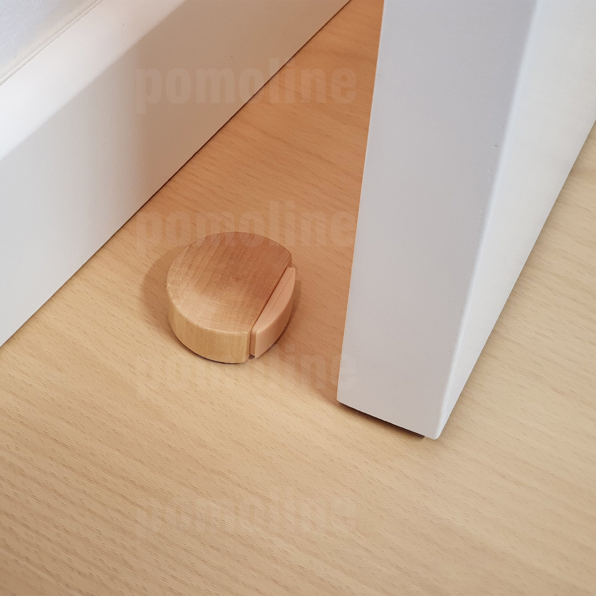 6 Un. Butée de porte adhésive en bois de hêtre naturel 45x42MM - 2