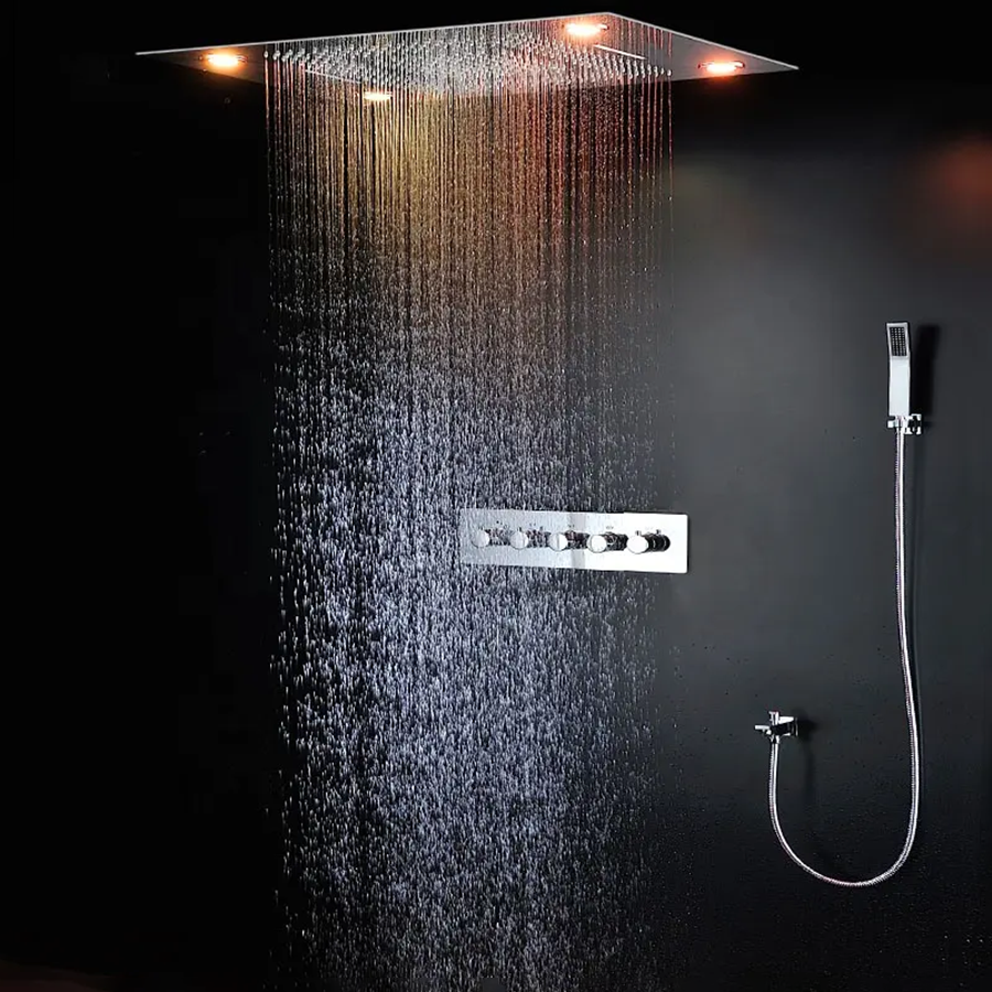 🚿 Ciel de pluie LED, composition de douche Tiro chrome 800 x 600 mm - 3