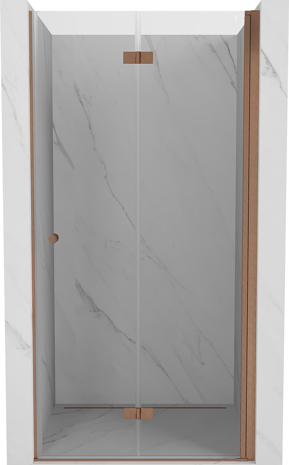 Mexen Mist-F drzwi prysznicowe składane prawe 120 cm, transparent, miedź szczotkowana - 8A6-120-000-65-00-P