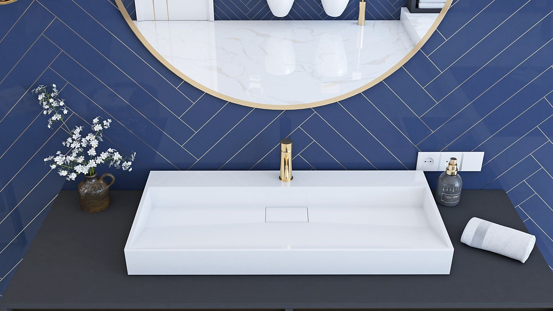 VASQUE EN CONGLOMÉRAT REA GOYA 100 WHITE 100X46X10CM - 4