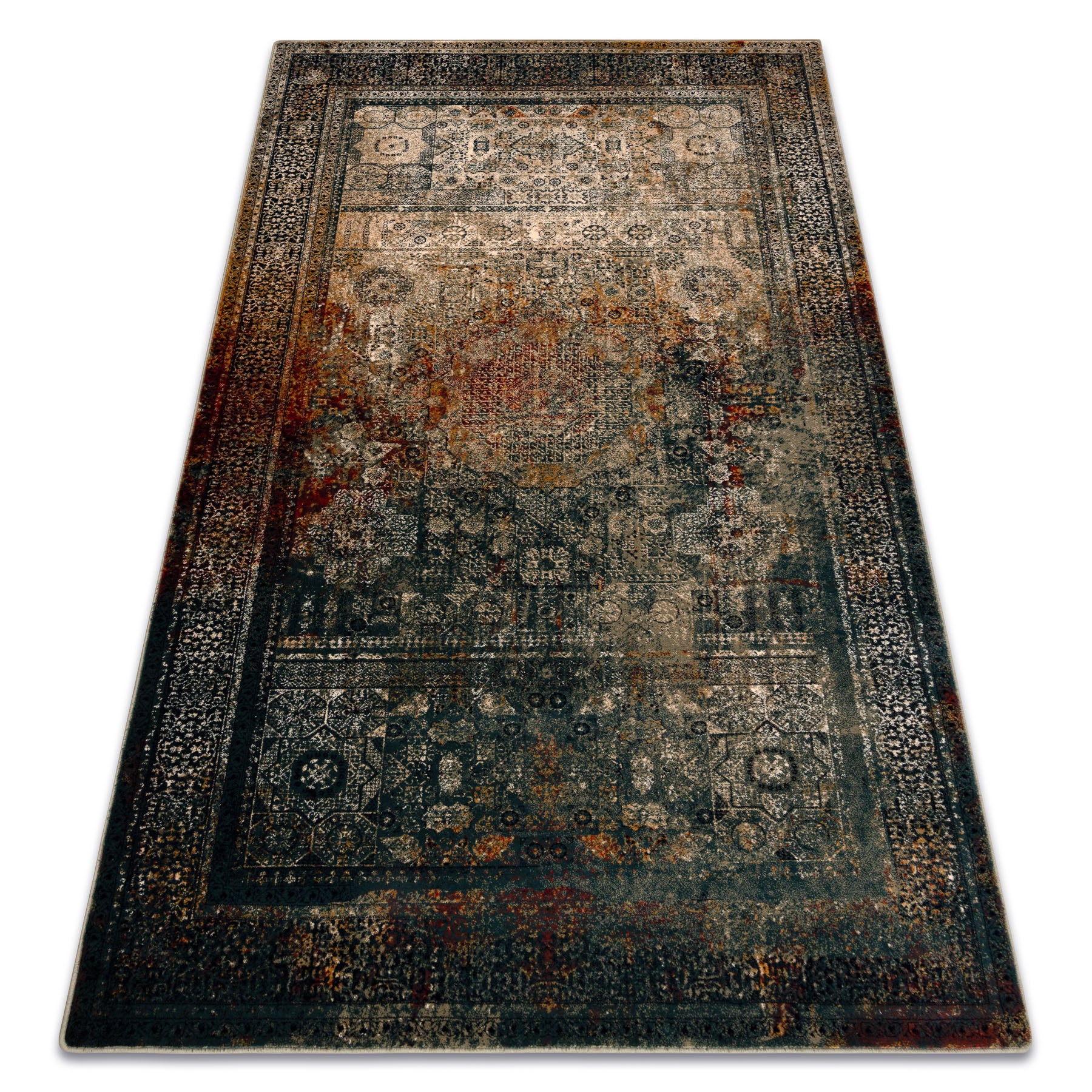Dywan wełniany OMEGA MAMLUK Rozeta vintage szmaragd 170x235 cm