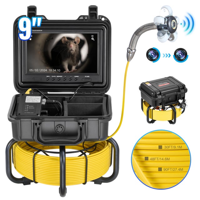 Caméra Inspection VEVOR 50m Drain Endoscope,Auto-nivelant,Écran 9