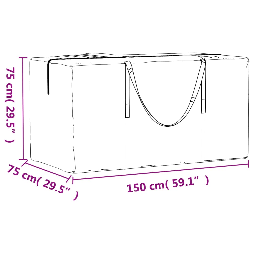 Sac de rangement pour coussins de jardin noir 150x75x75 cm PE - 8