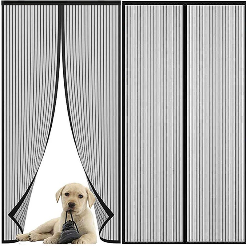 Moskitiera magnetyczna z automatycznym zamykaniem – przeciw owadom – bez wiercenia (czarna) 100 x 210 cm