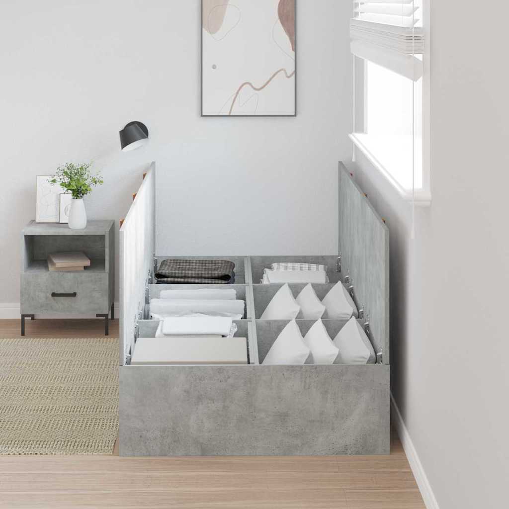 Cadre de lit avec rangement, gris béton, pour la chambre, 90 × 200 cm - 3