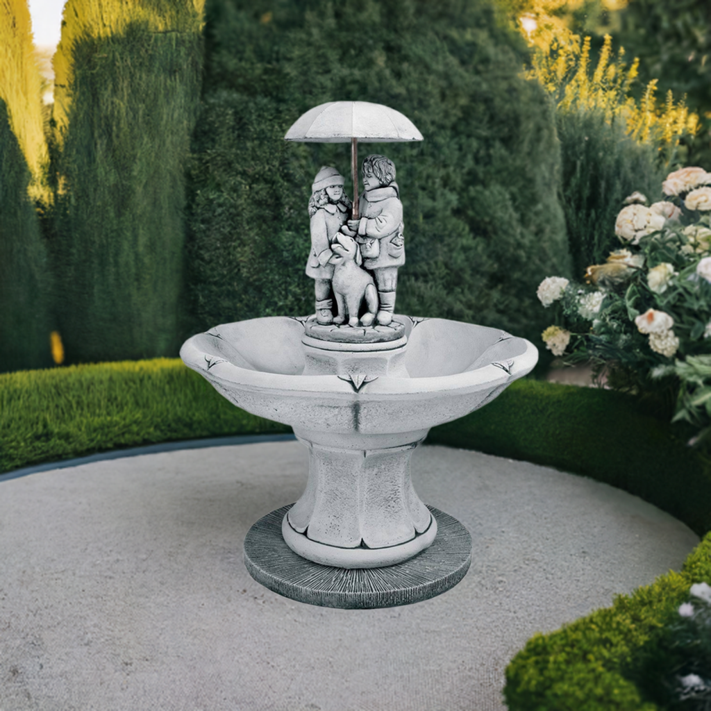 Fontaine de Jardin en béton-pierre avec pompe Fontaine Couple 90x125cm. - 4