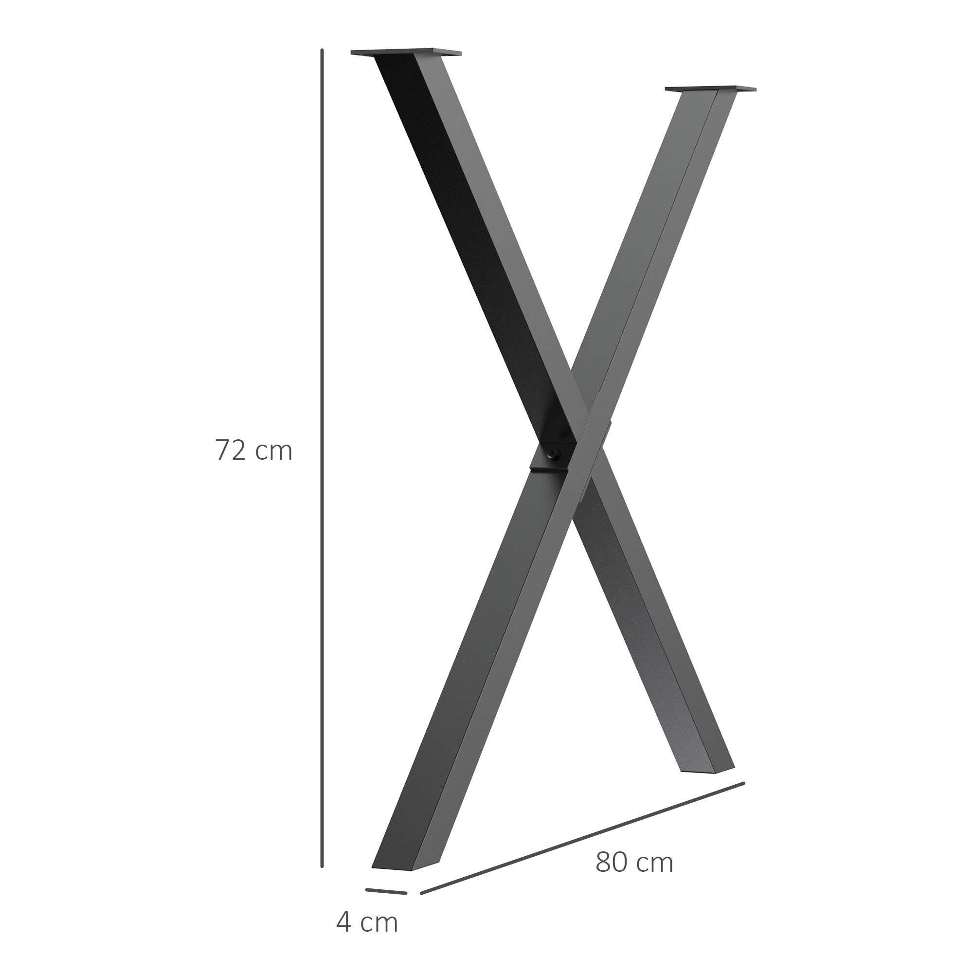 Set of 2 Industrial-Style Table Legs 80x72 cm in X Shape, Steel ...