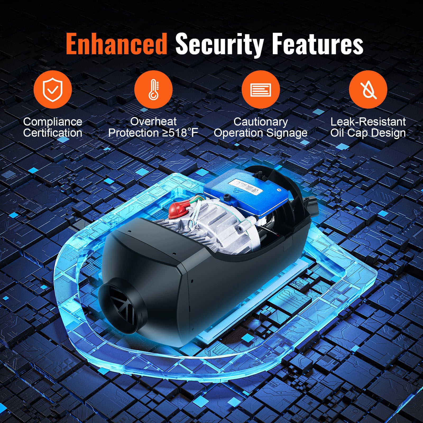 2KW Chauffage Diesel VEVOR 12V Réchauffeur d'Air Diesel 8-36℃ Réglable 10-15m² Contrôle Intelligente avec LCD Télécommande pour Camion Bateau RV - 5