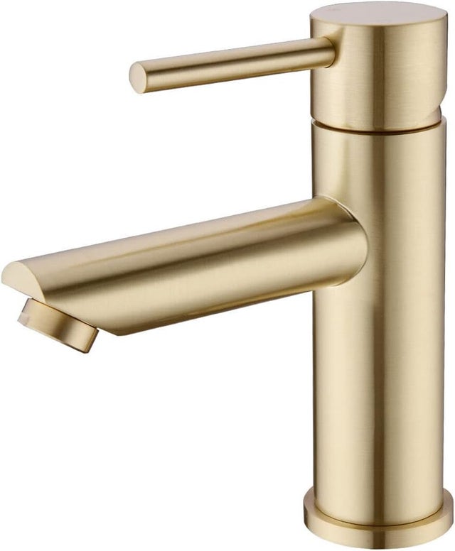 Robinet de lavabo de salle de bain, robinet mitigeur chaud et froid en laiton doré brossé, design moderne et élégant