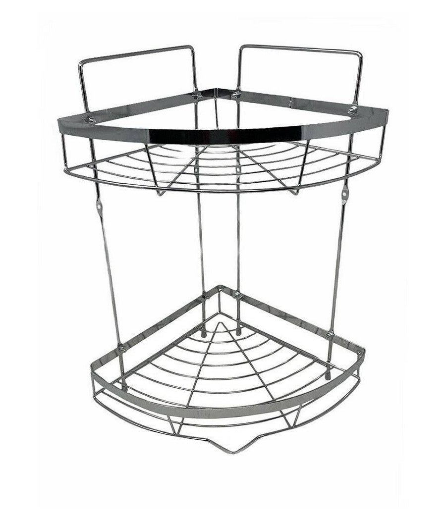 Trade Shop - Mensola Angolare Doccia A 2 Livelli Ripiani In Metallo Da Appendere A Muro 59680 - - 2