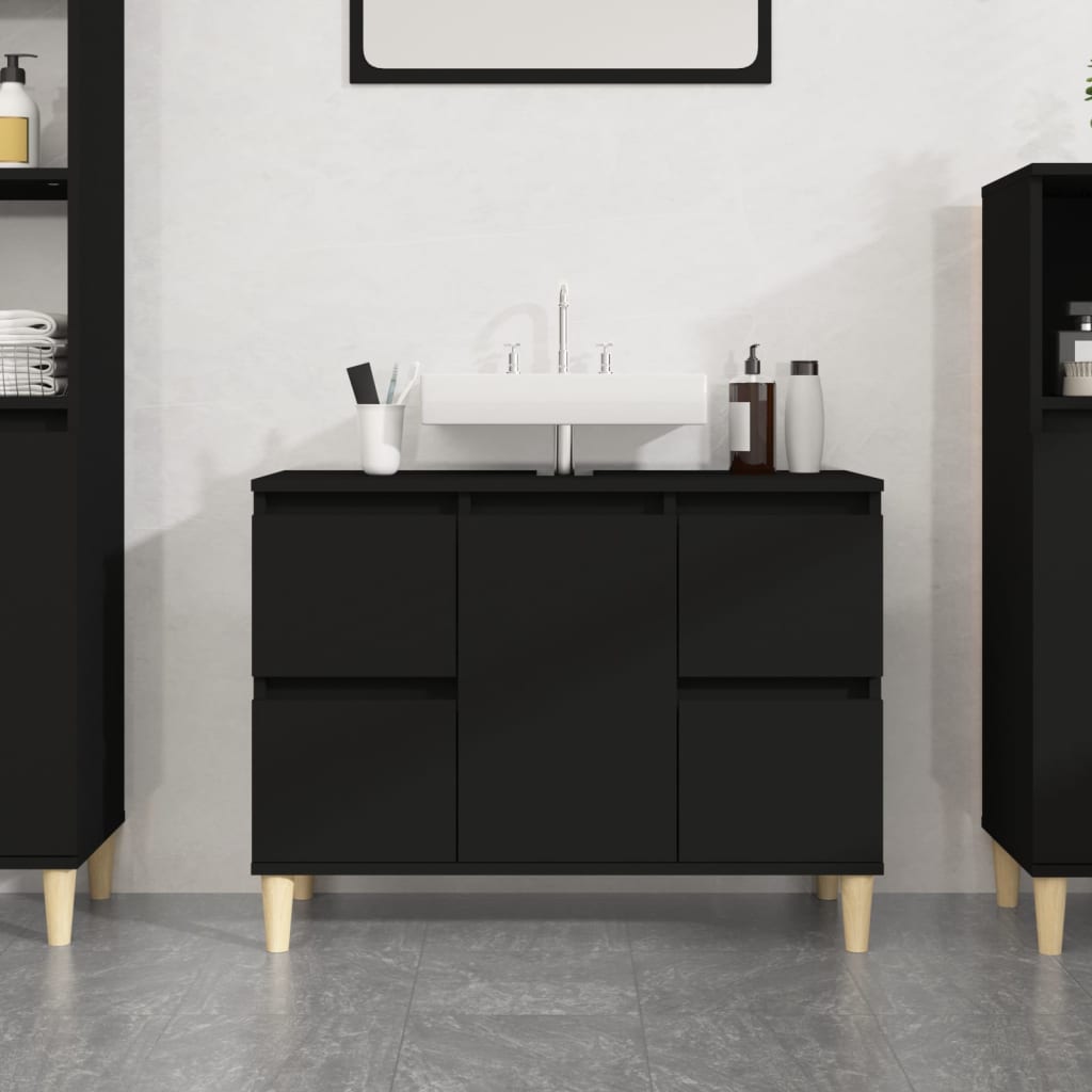 Mueble fregadero negro 80x33x60 cm de madera contrachapada | Leroy Merlin
