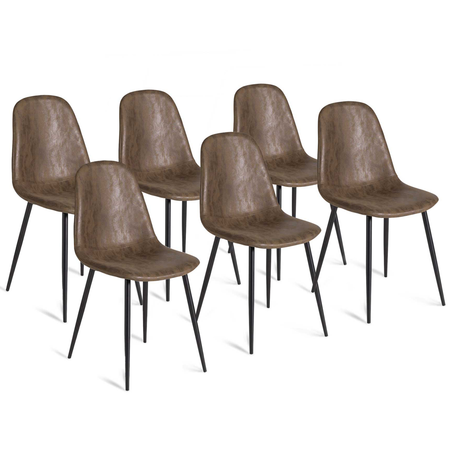 Lot de 6 chaises vintage DALI marron pour salle à manger - 2