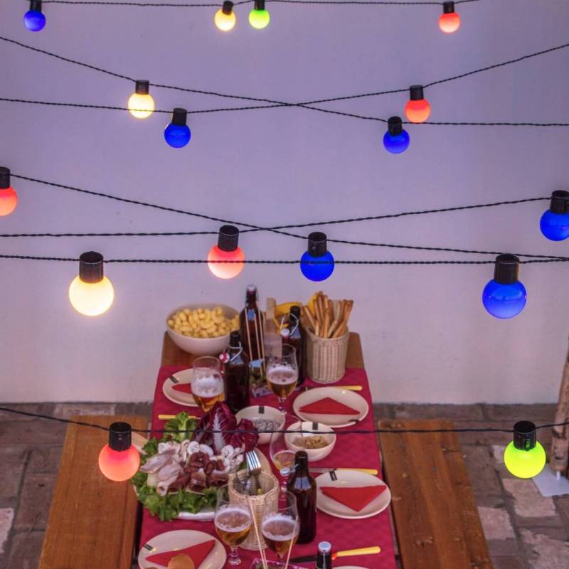 guirlande lumineuse guinguette multicolore 10M 20 globes LED Pas cher Lotti - 4