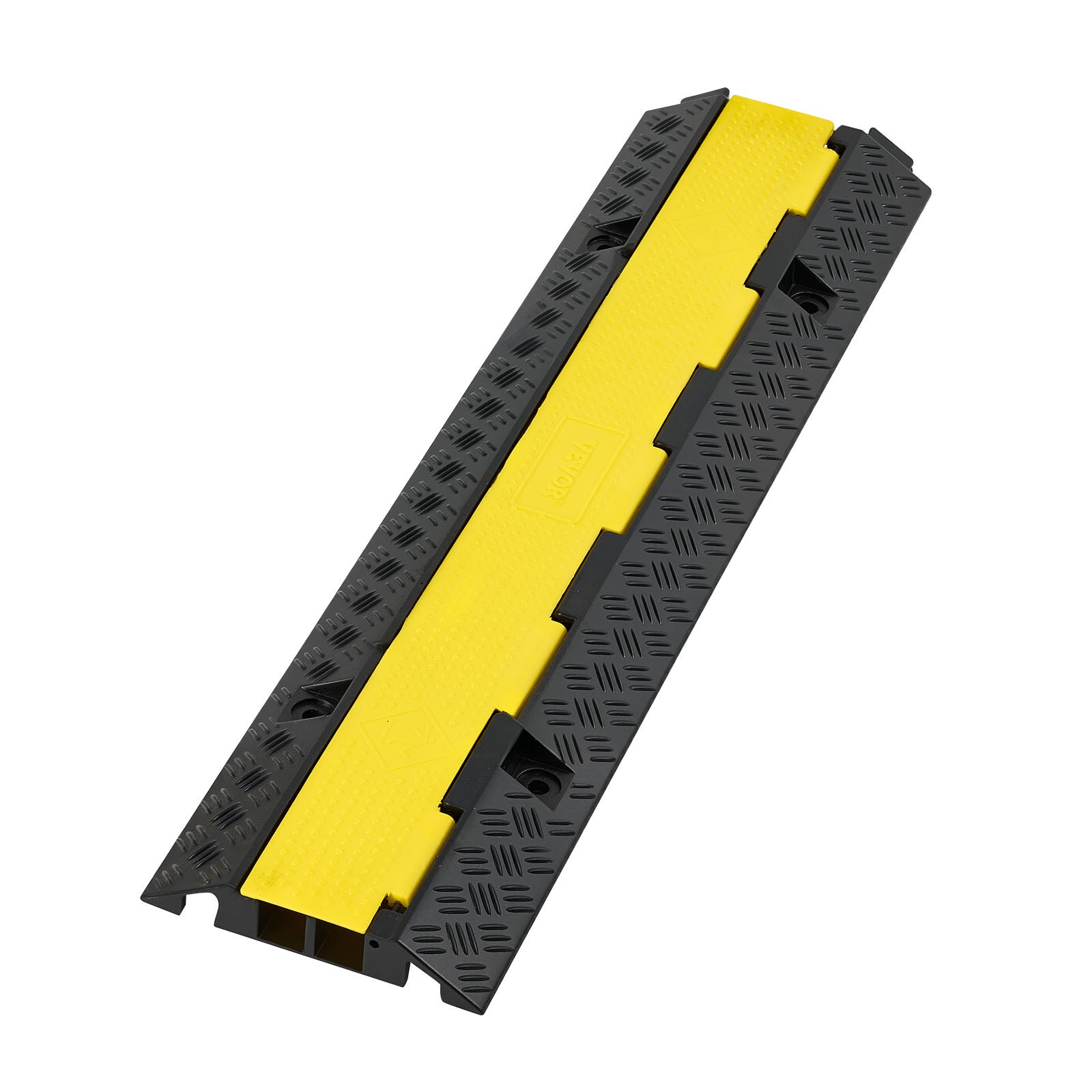 Rampe passe-câbles VEVOR, caoutchouc, 2 canaux 32×31 mm, charge 9 979 kg, couvercle rabattable, usage intérieur/extérieur - 9