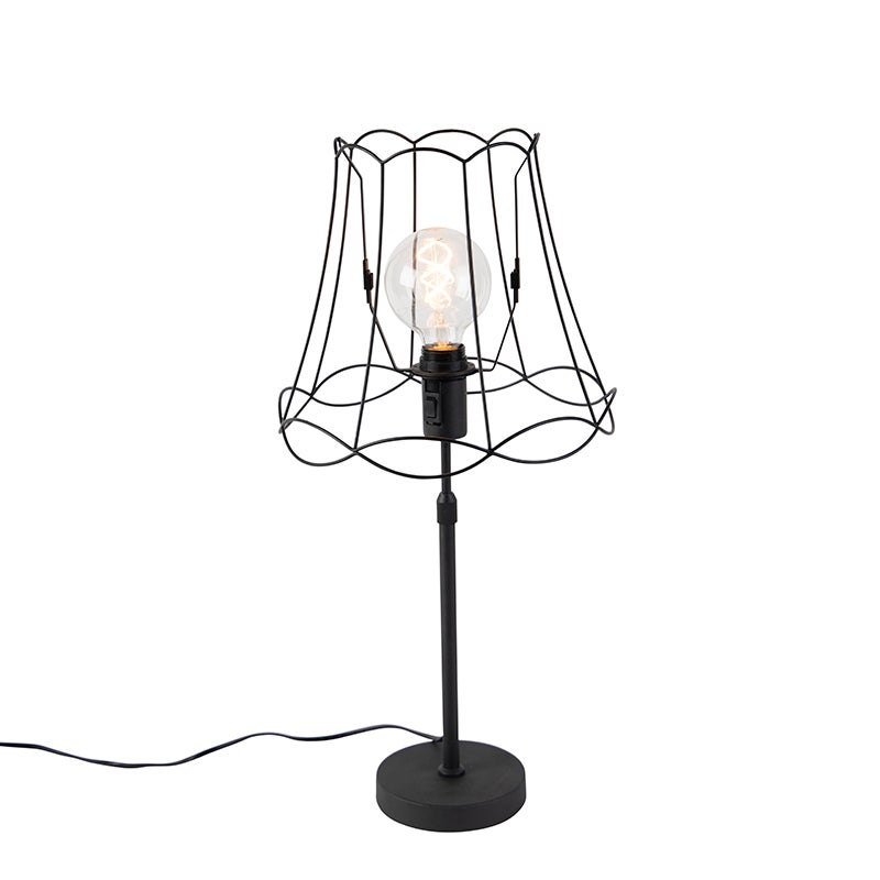 Qazqa przemysłowy lampa stołowa z kloszem - Parte - czarny, max. 60w, e27, 72cm, IP20 oświetlenie wewnętrzne