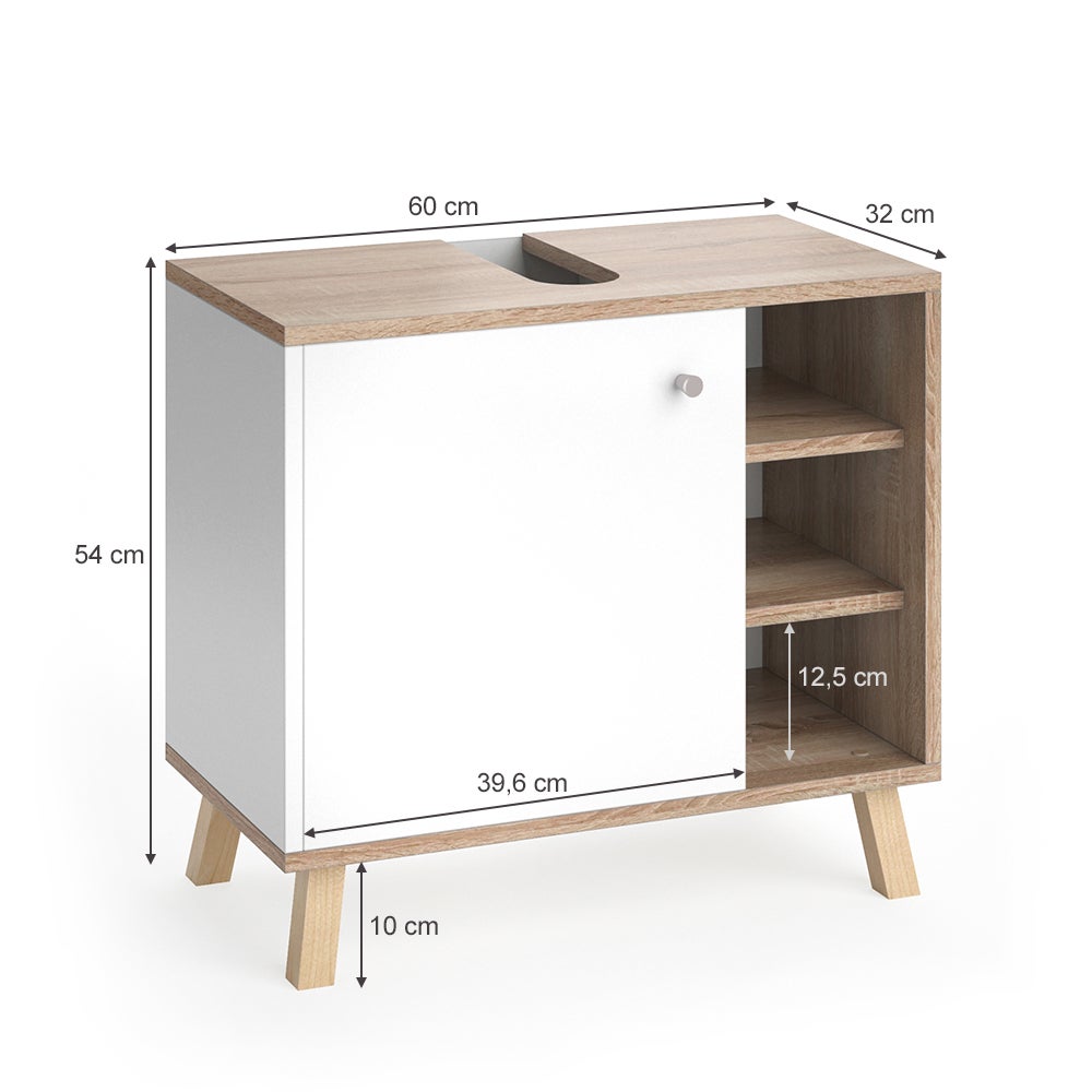 Vicco Meuble sous vasque simple Senyo, Blanc, 60x54cm - 3