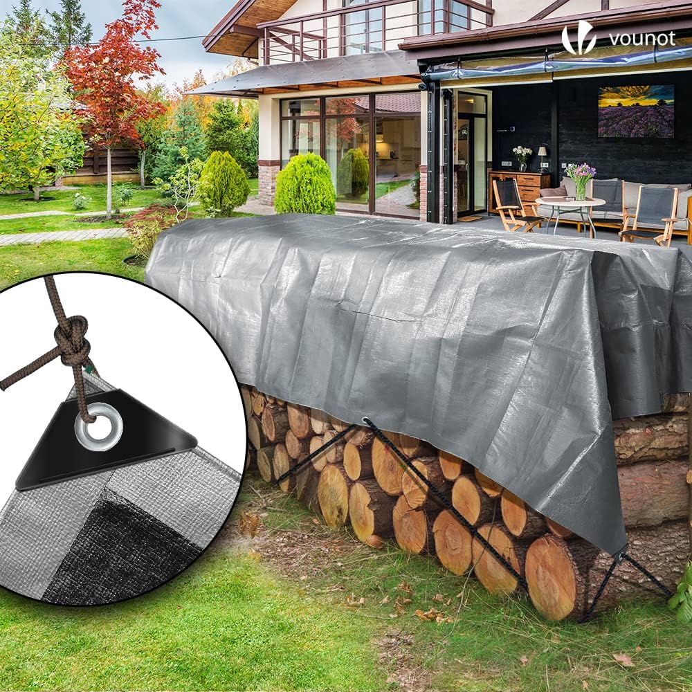 Bâche de Protection en Polyéthylène Bâche Imperméable Ultra Lourde et Résistante Revêtue des Deux côtés avec Oeillets en Aluminium Couverture Étanche - 5