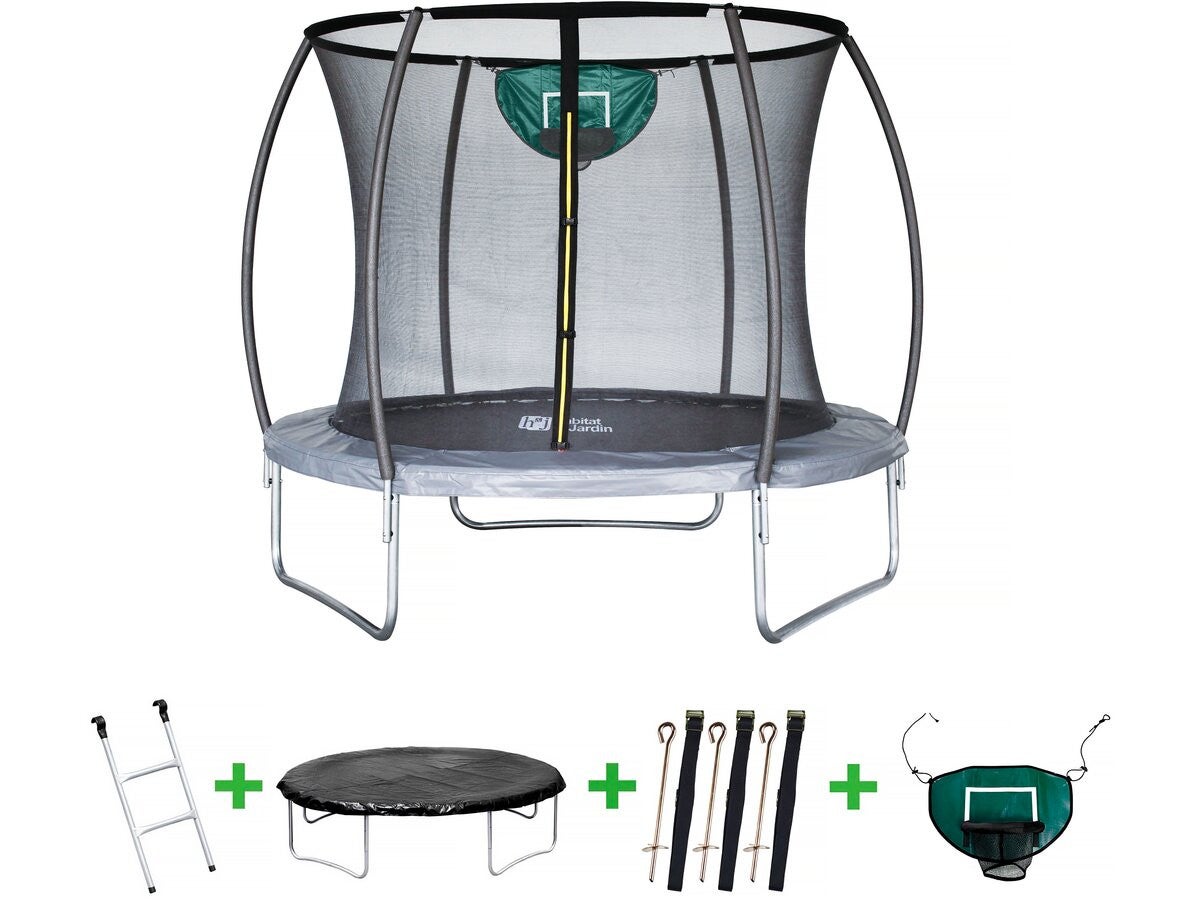 Trampolina z siatką wewnętrzną "jumper" - Ø 4,88 m - Szara