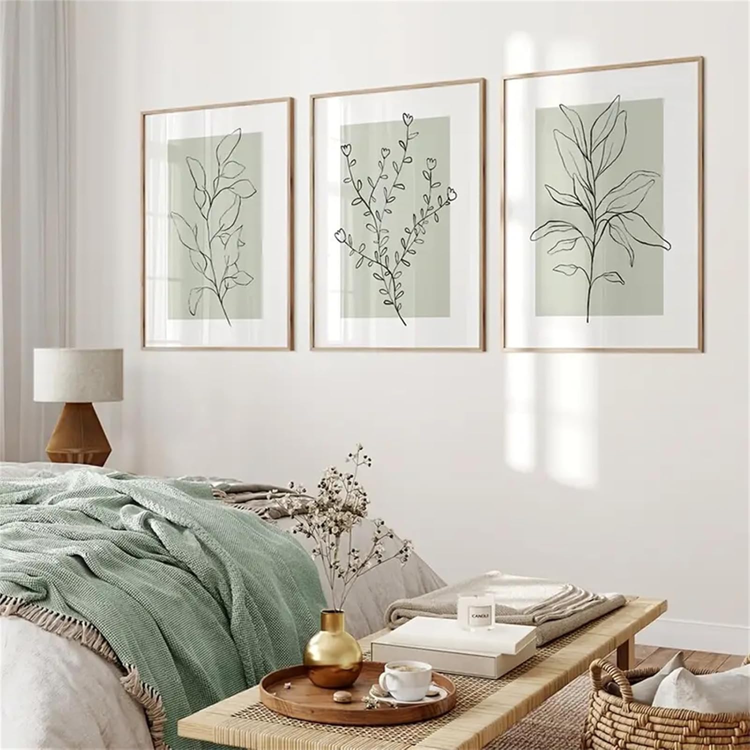 Lot de 3 affiches de haute qualité, modernes, plantes vertes sauge abstraites, décoration boho,sans cadre (30 x 40 cm) - 6