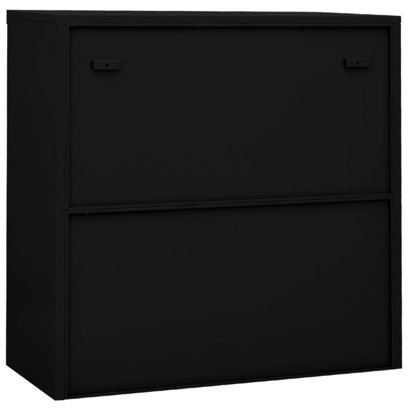 Armoire de bureau avec porte coulissante Noir 90x40x90 cm Acier - 4