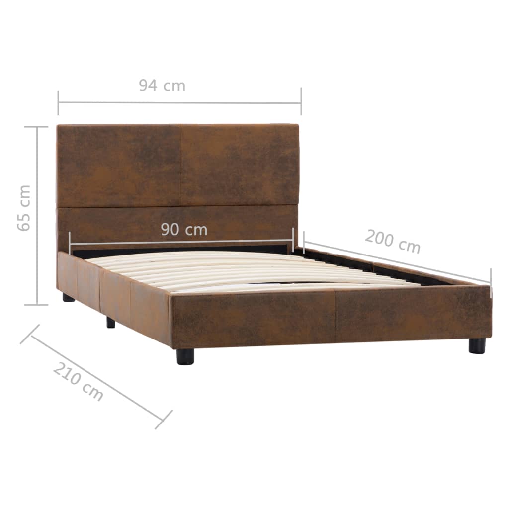 Maison Exclusive - Estrutura de cama 90x200 cm camurça artificial castanho - 7