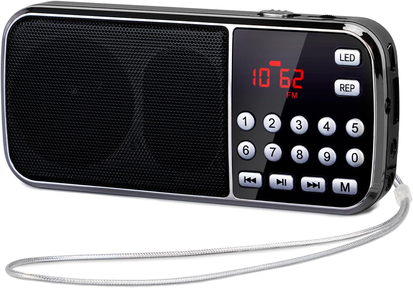 Przenośne radio FM o mocy 3 W i pojemności 1200 mAh z podwójnym głośnikiem, latarką LED, akumulatorem, MP3/AUX/USB/TF