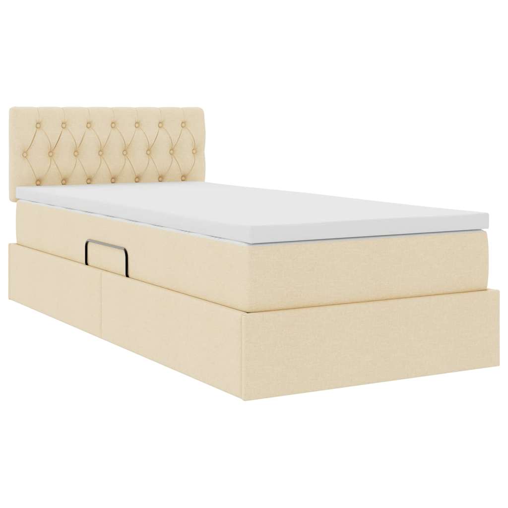 Lit avec rangement et matelas crème 90 x 190 cm velours - 5