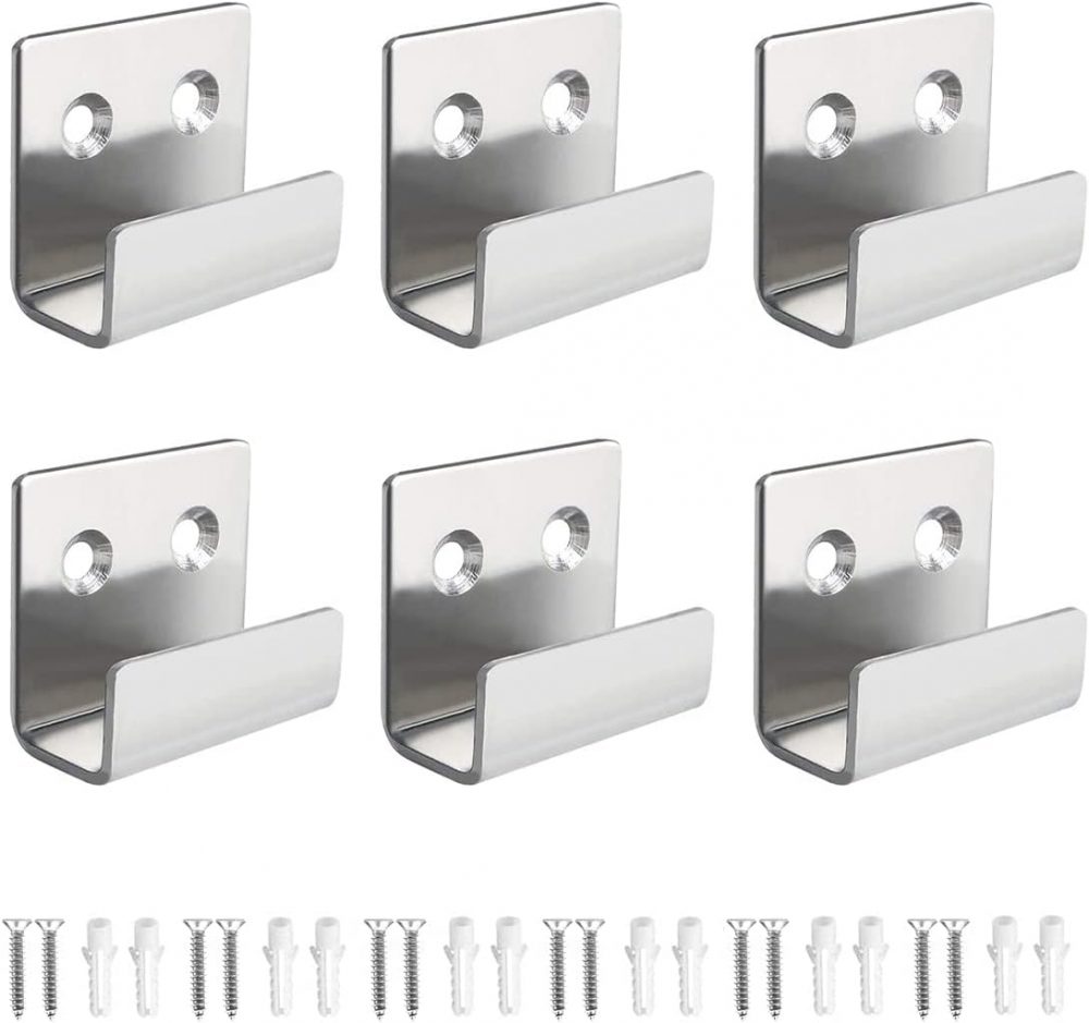 6 wytrzymałych wieszaków ściennych ze stali nierdzewnej, wieszaki na płytki ceramiczne do łazienki i kuchni (srebrne)