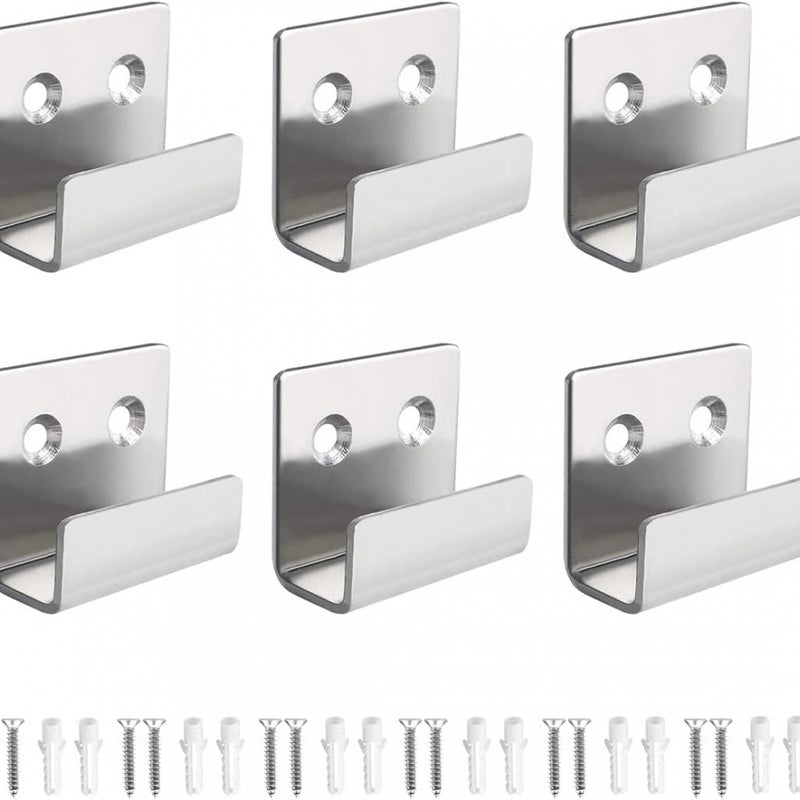 6 wytrzymałych wieszaków ściennych ze stali nierdzewnej, wieszaki na płytki ceramiczne do łazienki i kuchni (srebrne)