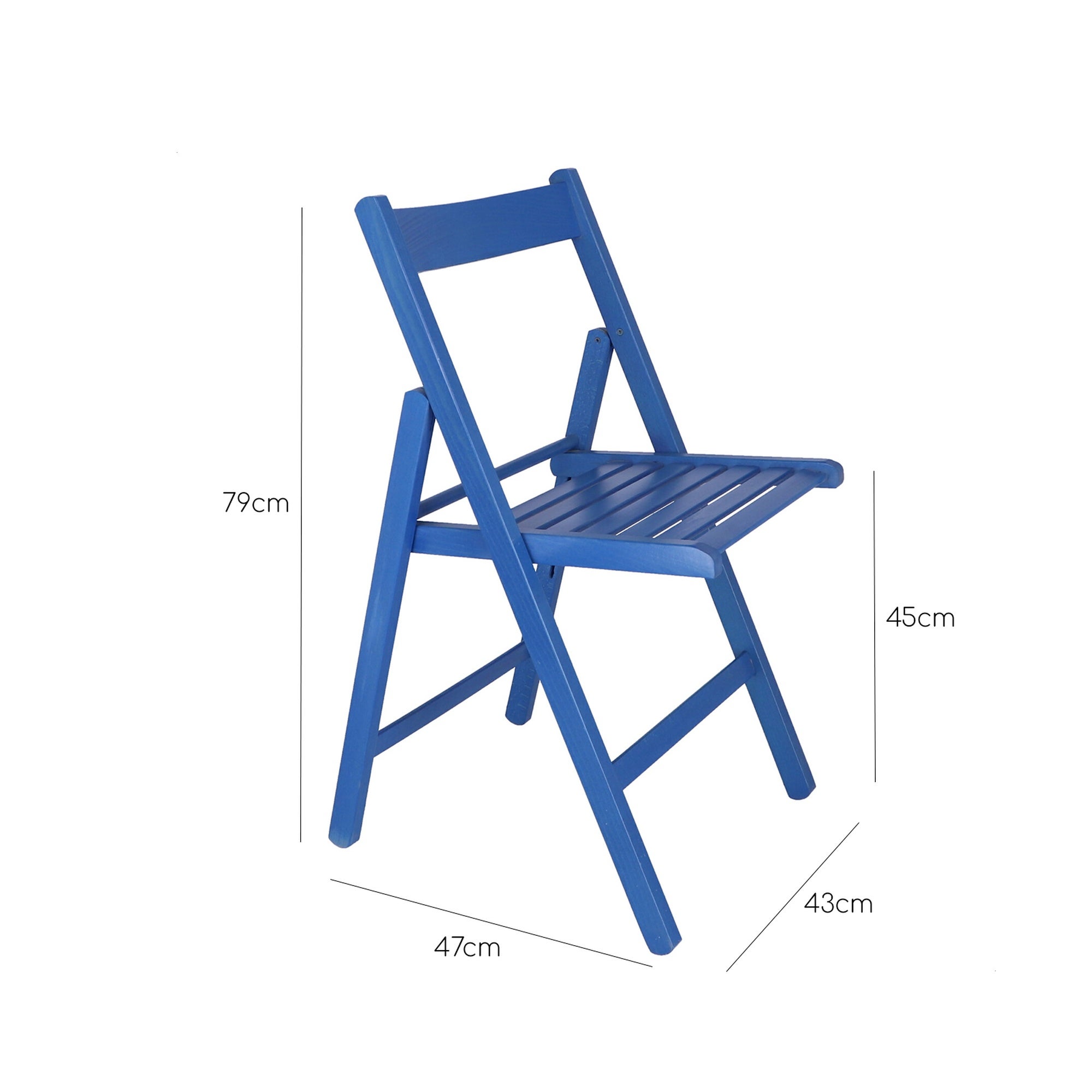 WELLHOME Silla plegable de madera 43x43x79 cm Azul - 3
