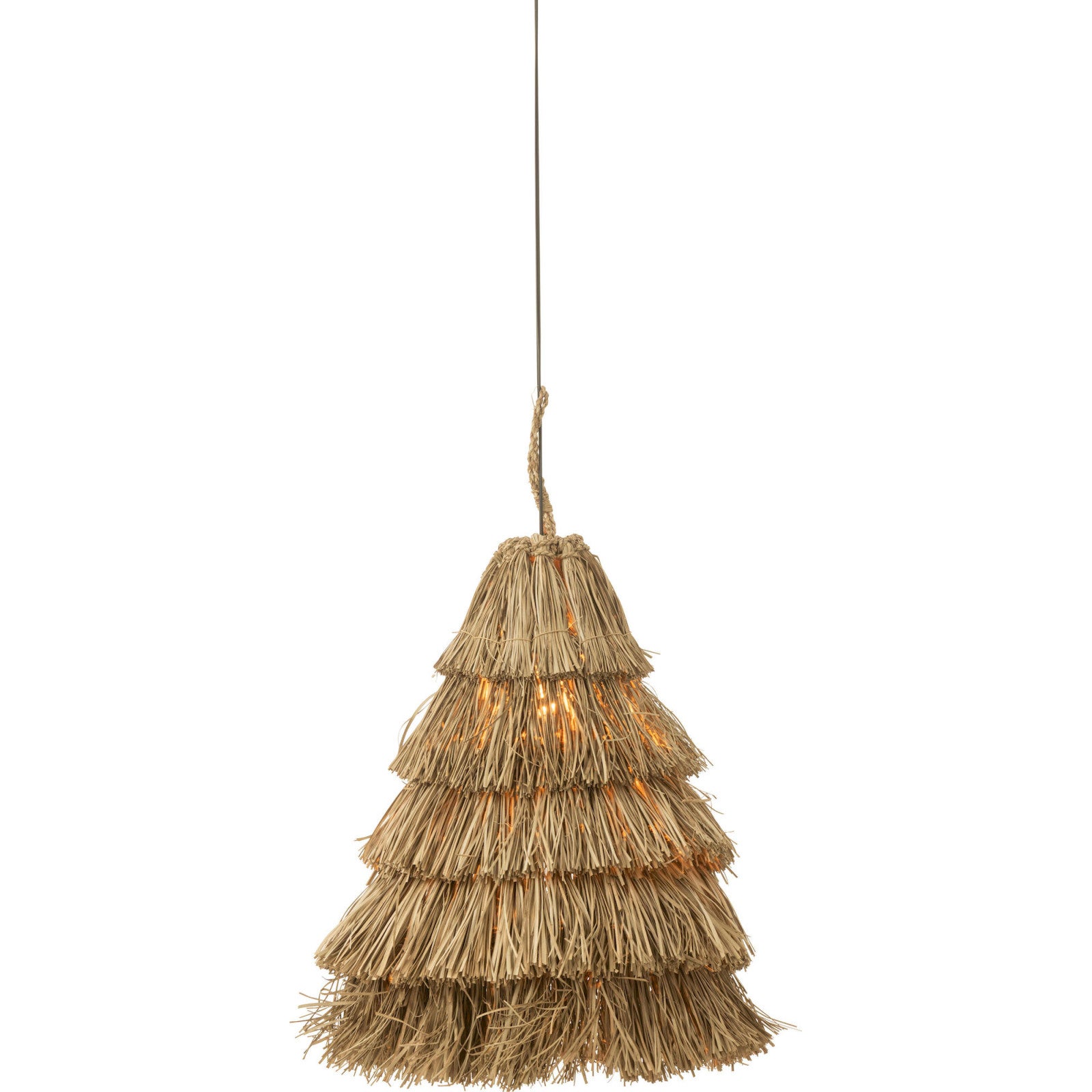Suspension bohème en jonc de mer naturel esprit bord de mer 42 x 42 x 50 cm Naturel jonc de mer clair - 2