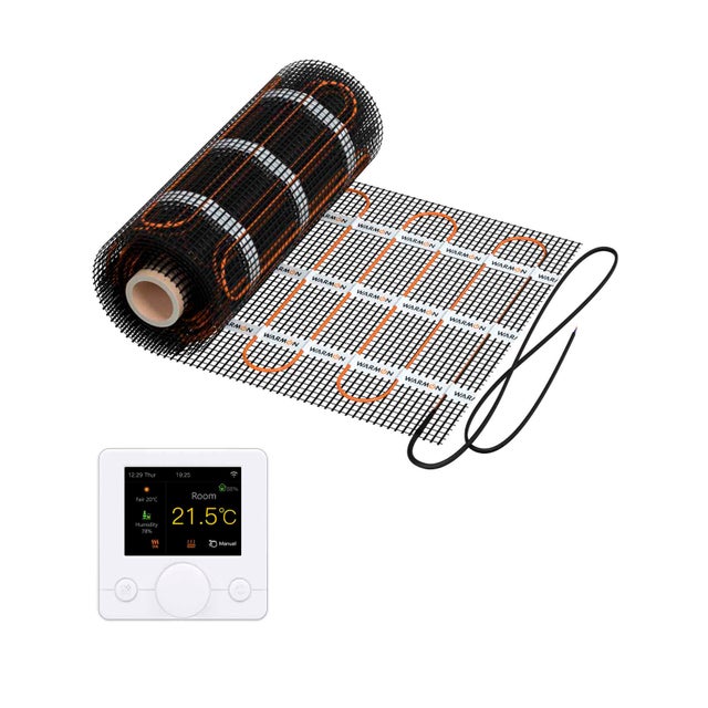 Chauffage au sol WARMON ULTRA 200 W/m² avec thermostat R7C-716 intelligent WiFi LCD-couleur, blanc - 10 m²