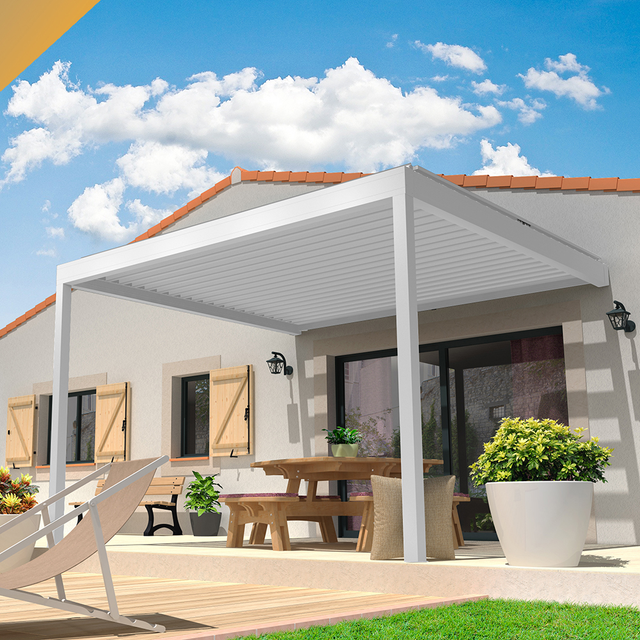 Pergola bioclimatica LOLITE 4,00x4,088 m Motorizzata a telecomando (Bianco RAL 9010)
