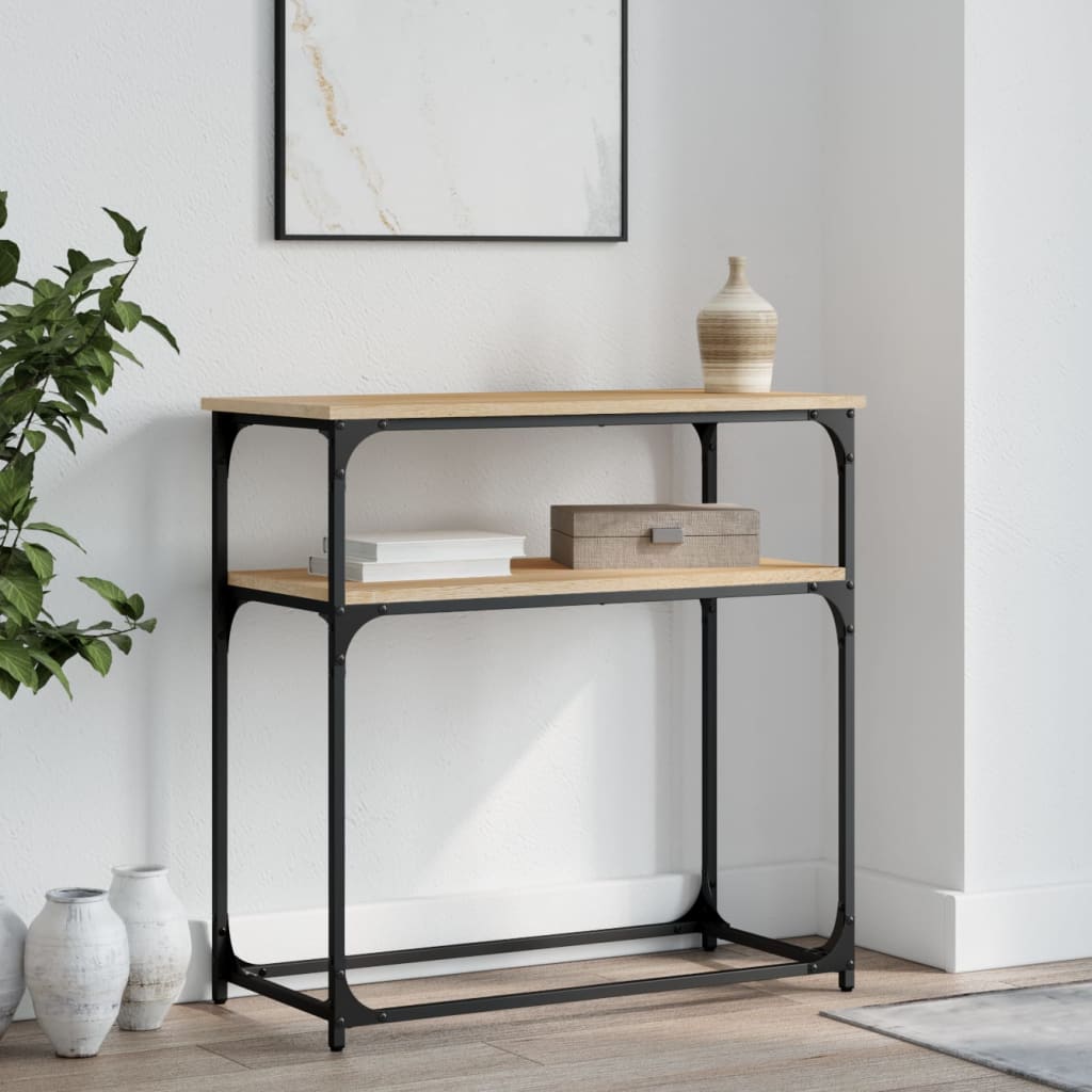 Gecheer Tavolino Consolle Rovere Fumo 100x22,5x75 Cm | Legno Multistrato E Telaio Metallo | Moderno Per Ingresso E Corridoio - 2