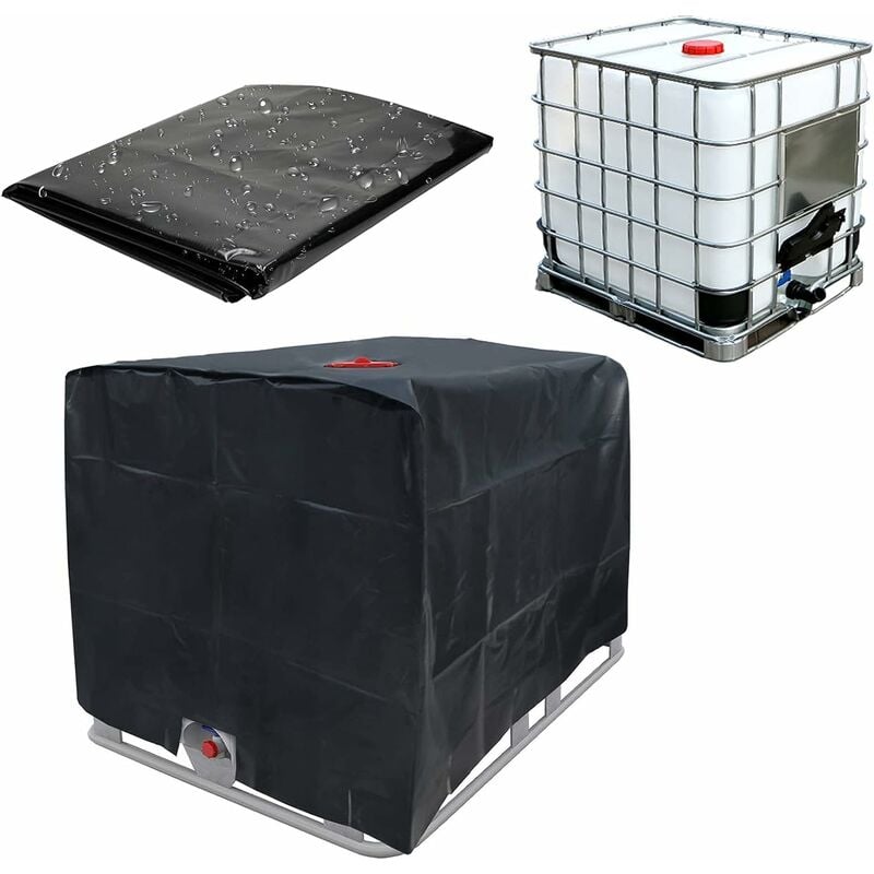 Crysterris Bâche de Réservoir d'eau, Bache pour Cuve 1000L/800L/600L/300L, 210D Oxford Anti-Poussière Housse de Protection Container Cuve IBC d'eau de Pluie(Size:600L :120 * 80 * 100CM,Color:Beige