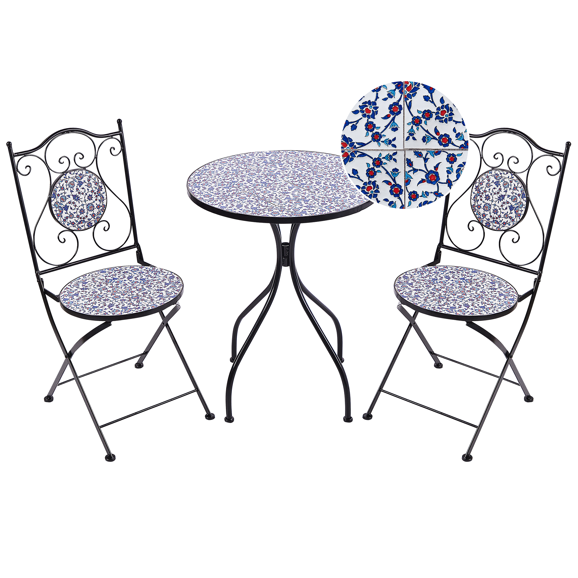 Set mobilier de grădină Pliabil CAMPRENA Metal Negru