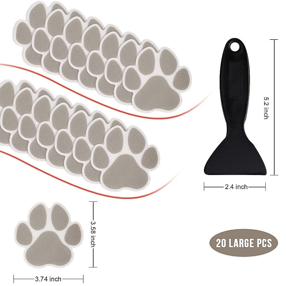 Opakowanie 20 dużych, oryginalnych, antypoślizgowych naklejek do wanny, prysznica i maty łazienkowej, ze skrobakiem.