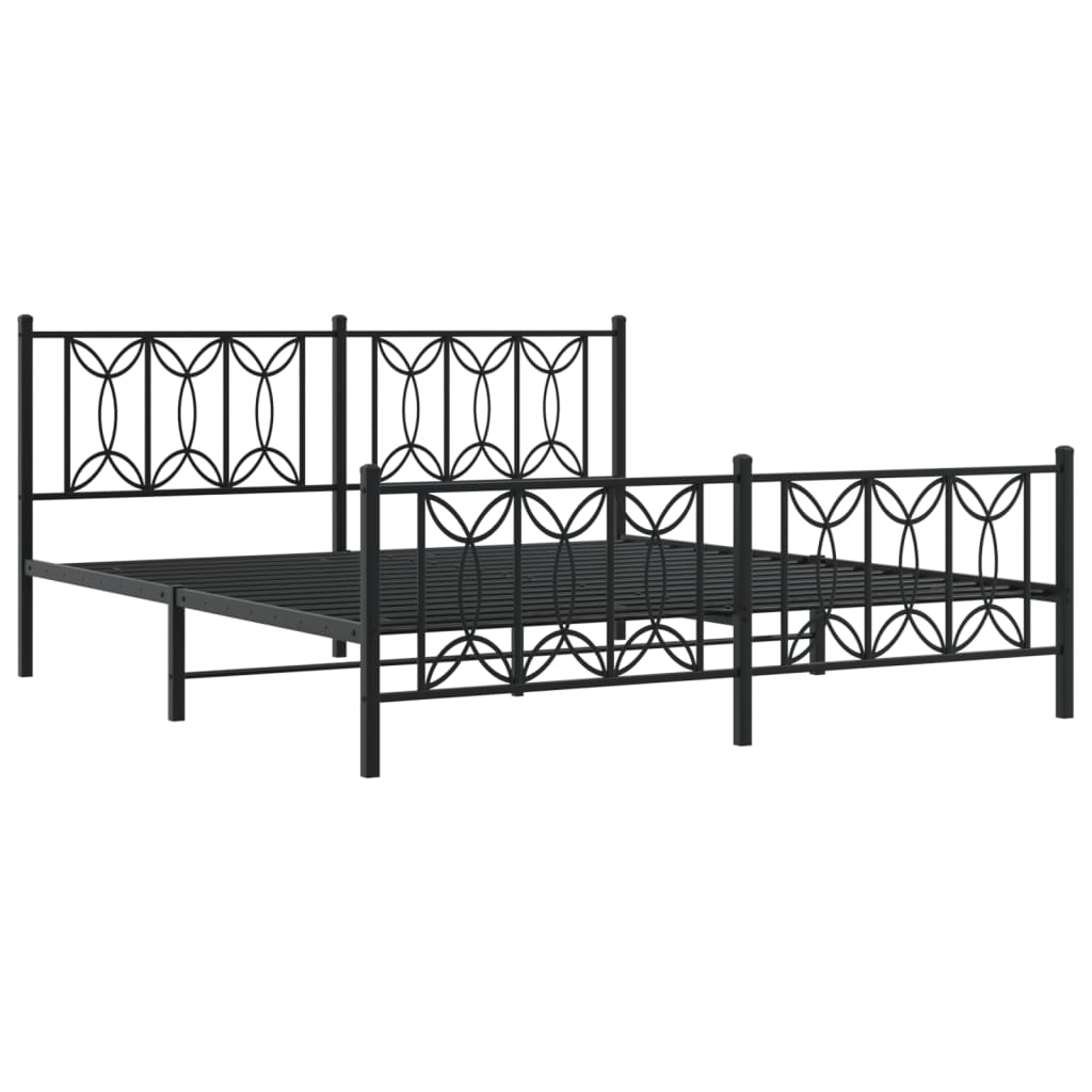 Cadre de lit métal avec tête de lit/pied de lit noir 183x213 cm - 2