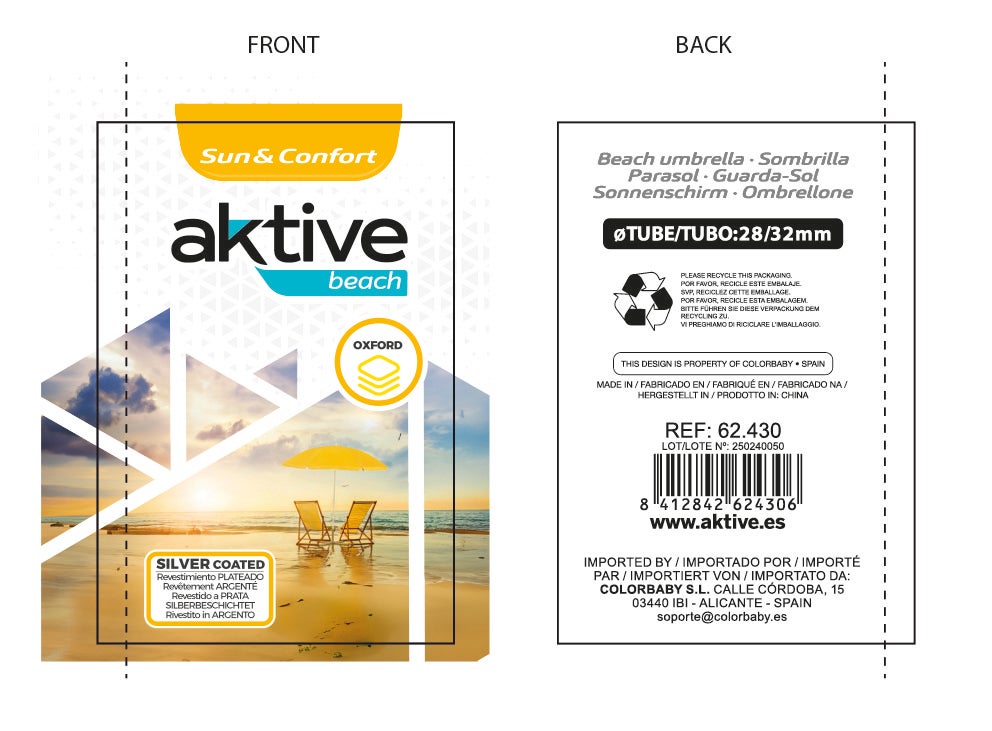 Aktive Guarda-sol de praia de 8 nervuras, 200 cm, arco-íris - 8