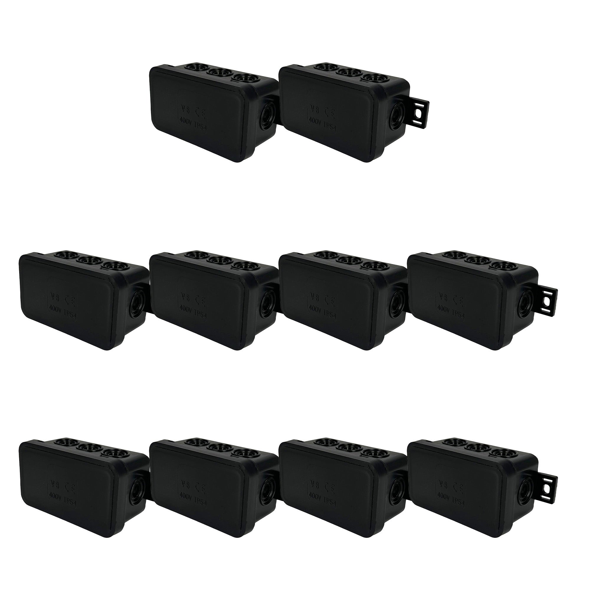 Puszka natynkowa hermetyczna elastyczna 80x45x41mm 12-wlotowa, zamknięcie "na klik" IP54 czarna EDO 10 szt